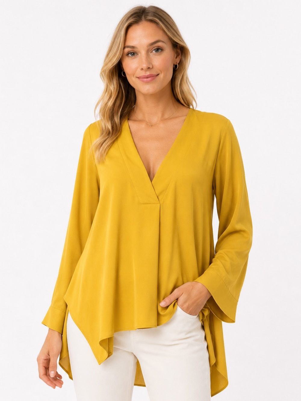 Gold Women's V-Neck Blouse